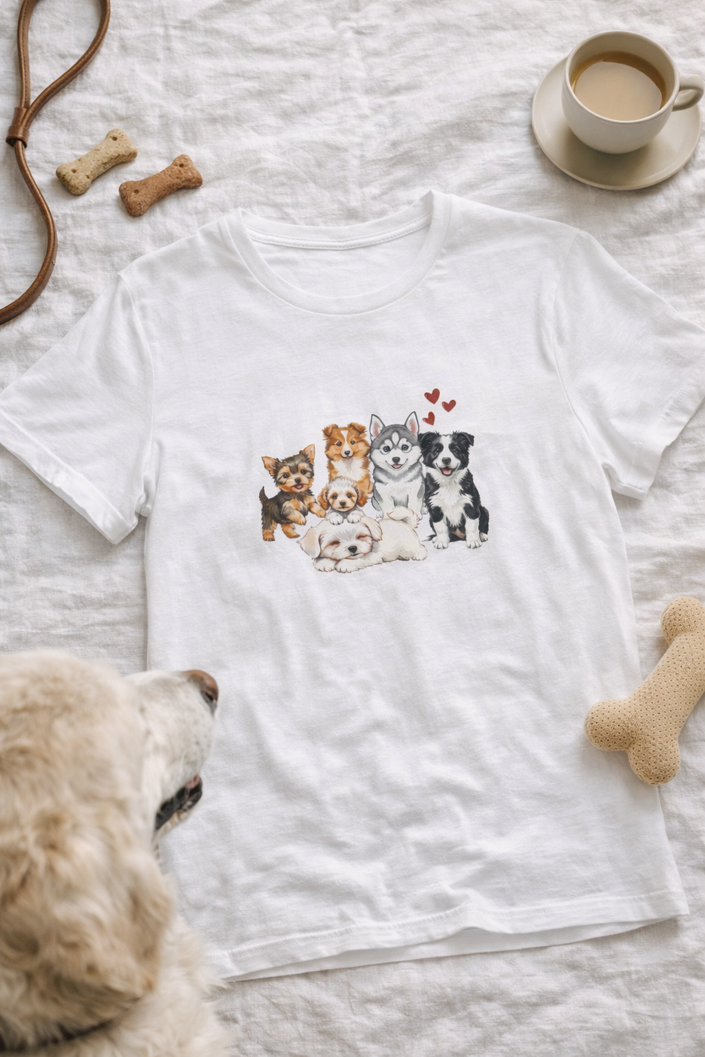 Cute Pack of Puppies T-Shirt — Dog Lover Crew Neck Tee