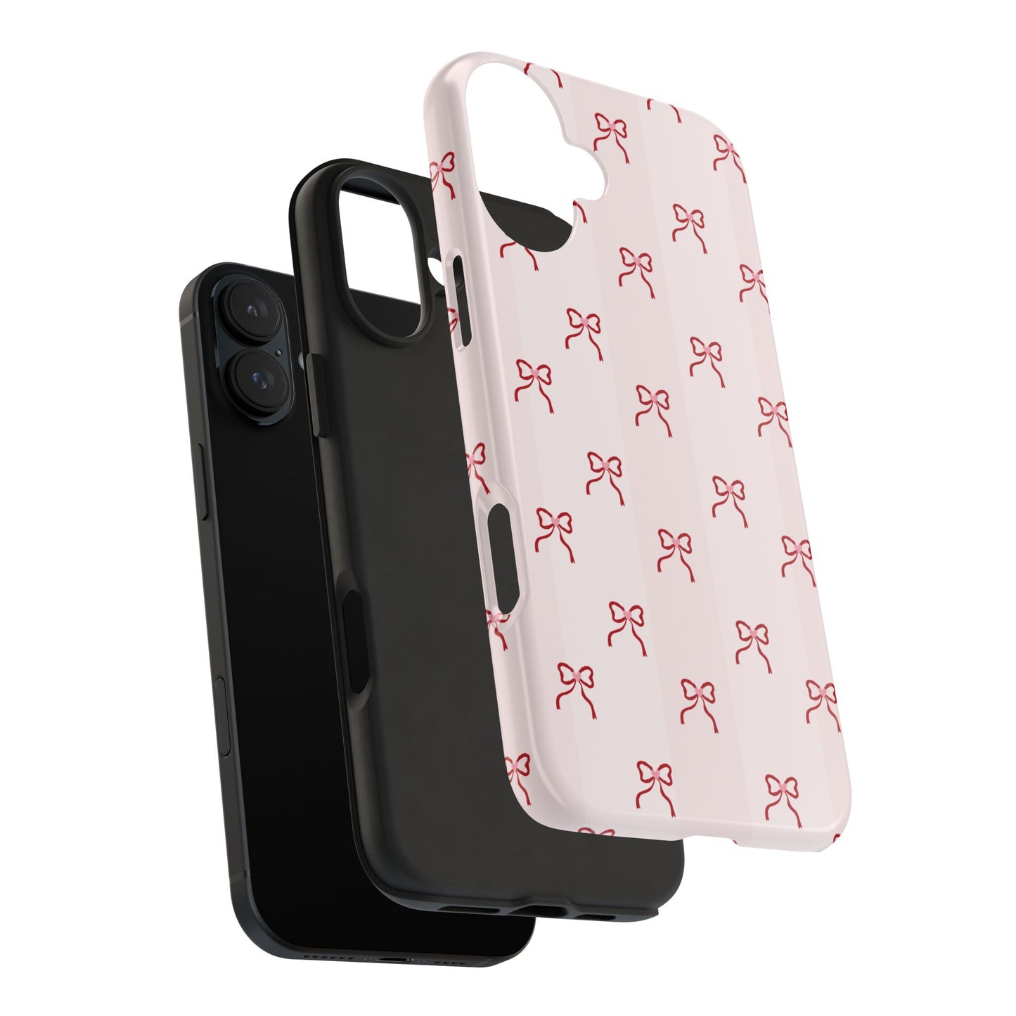 Tough Phone Case — Pink Bow Pattern Protective iPhone Case