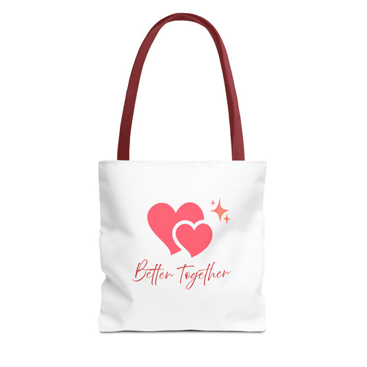 Better Together Heart Tote Bag — Cute Couple/Valentine’s Love Canvas Tote