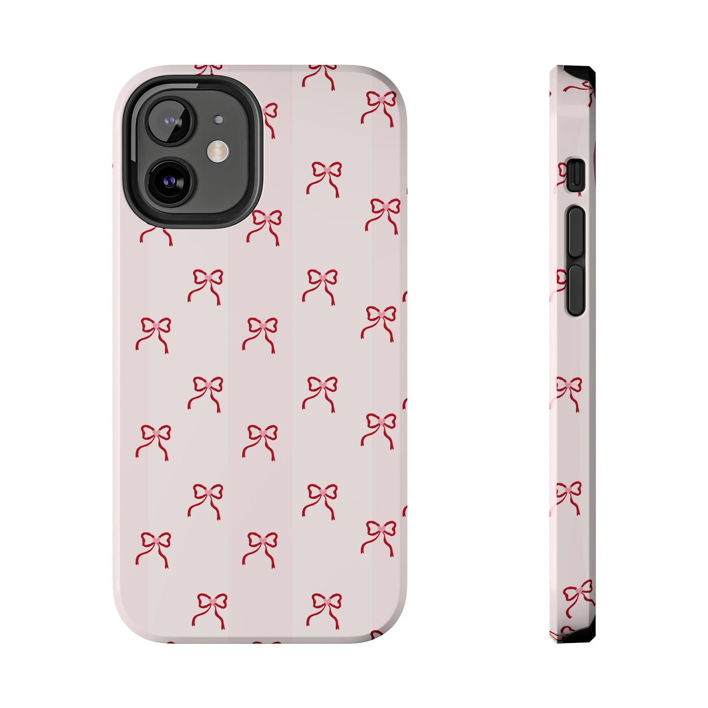 Tough Phone Case — Pink Bow Pattern Protective iPhone Case