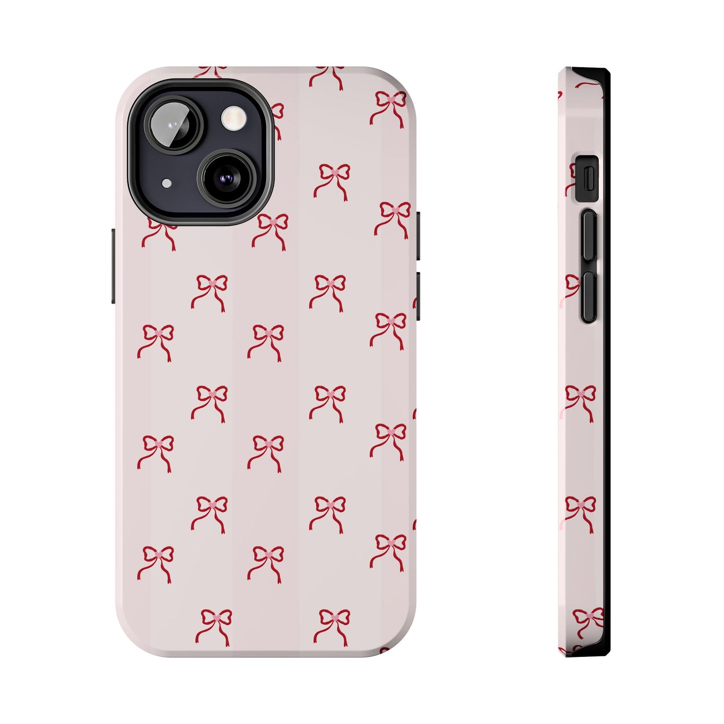 Tough Phone Case — Pink Bow Pattern Protective iPhone Case
