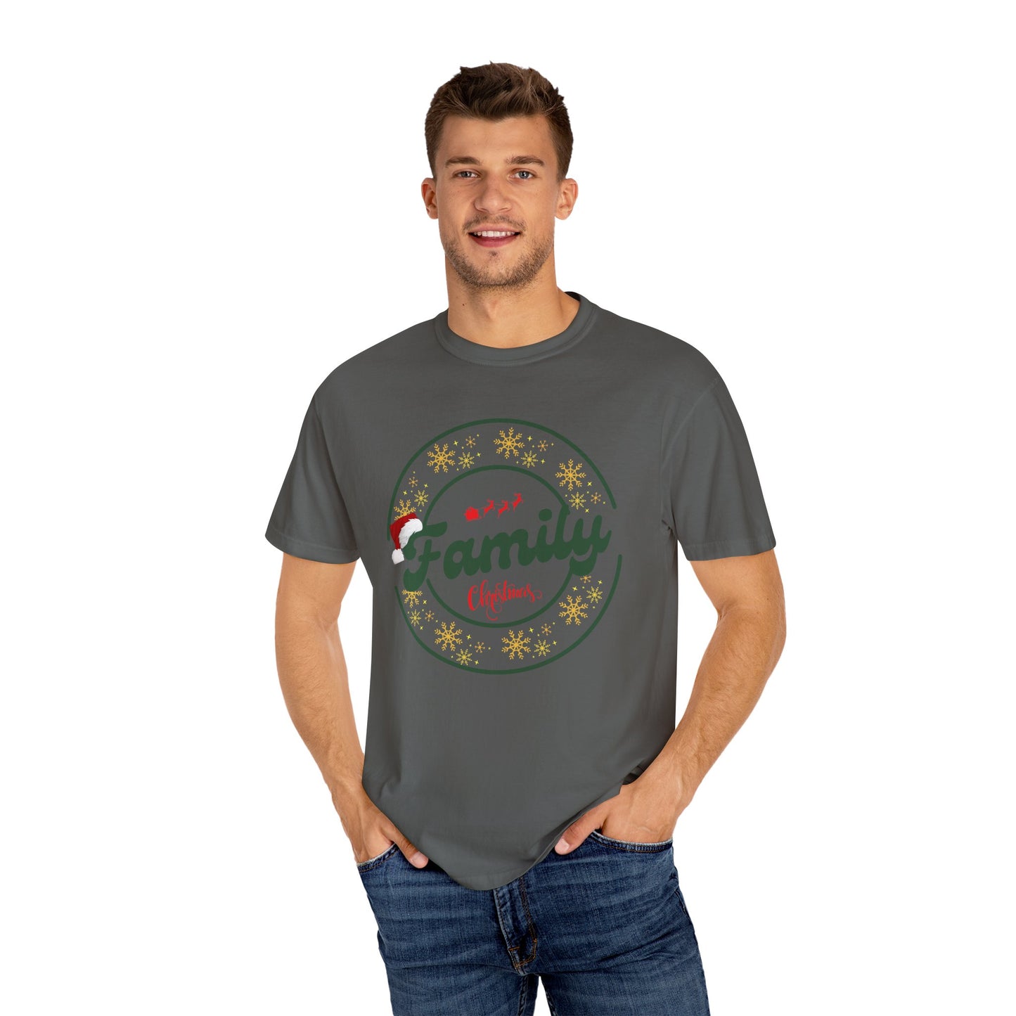 Family Christmas Garment-Dyed T-Shirt, Unisex Holiday Tee, Festive Family Apparel, Christmas Gatherings Shirt, Gifts for Family