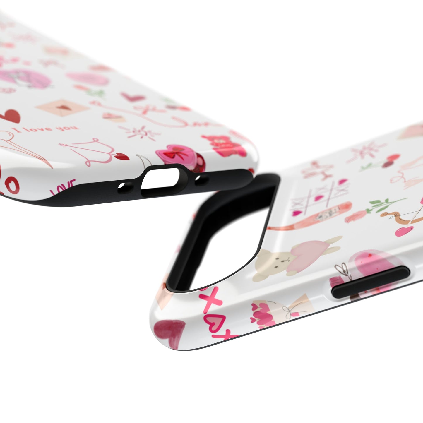 Valentine Doodle Impact-Resistant Phone Case — 'Love You' Pattern