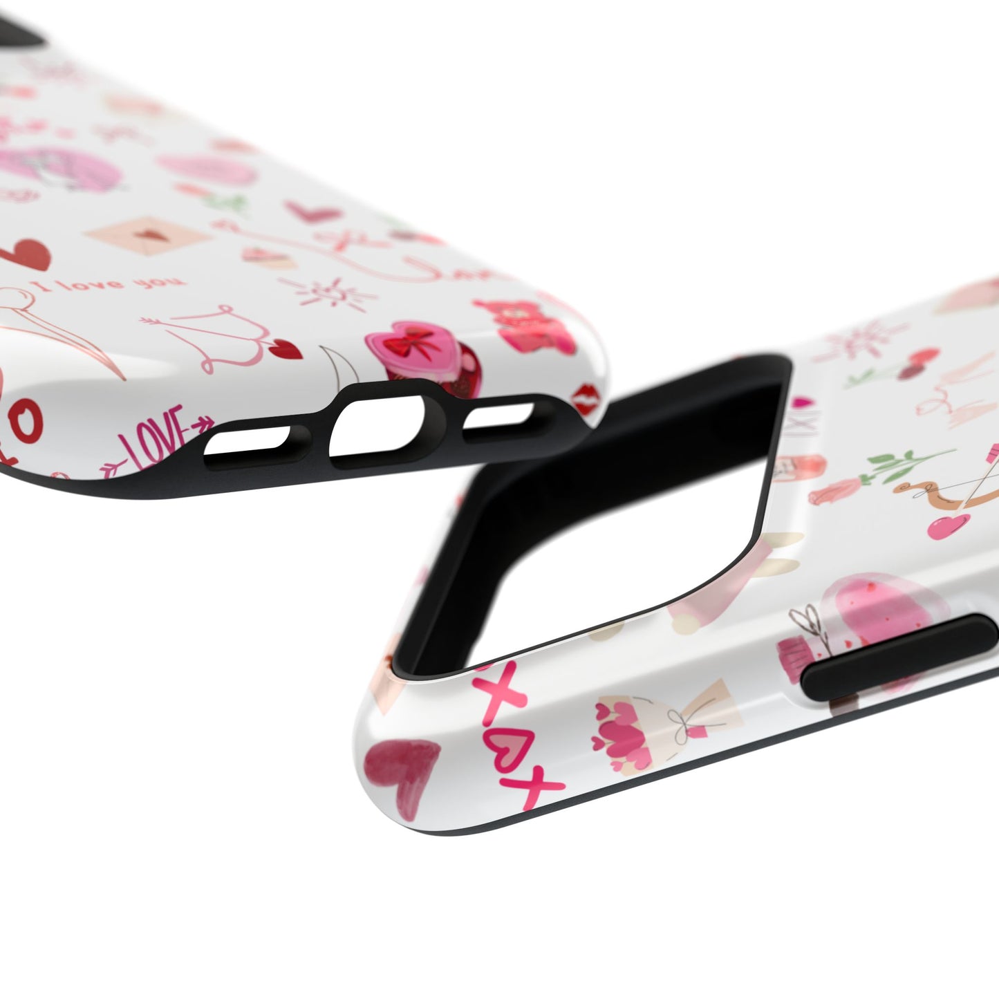 Valentine Doodle Impact-Resistant Phone Case — 'Love You' Pattern