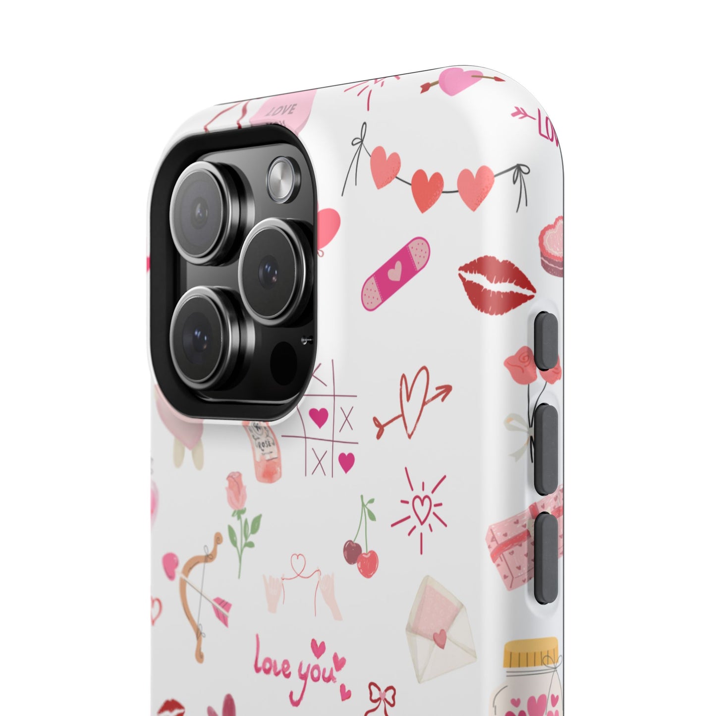Valentine Doodle Impact-Resistant Phone Case — 'Love You' Pattern