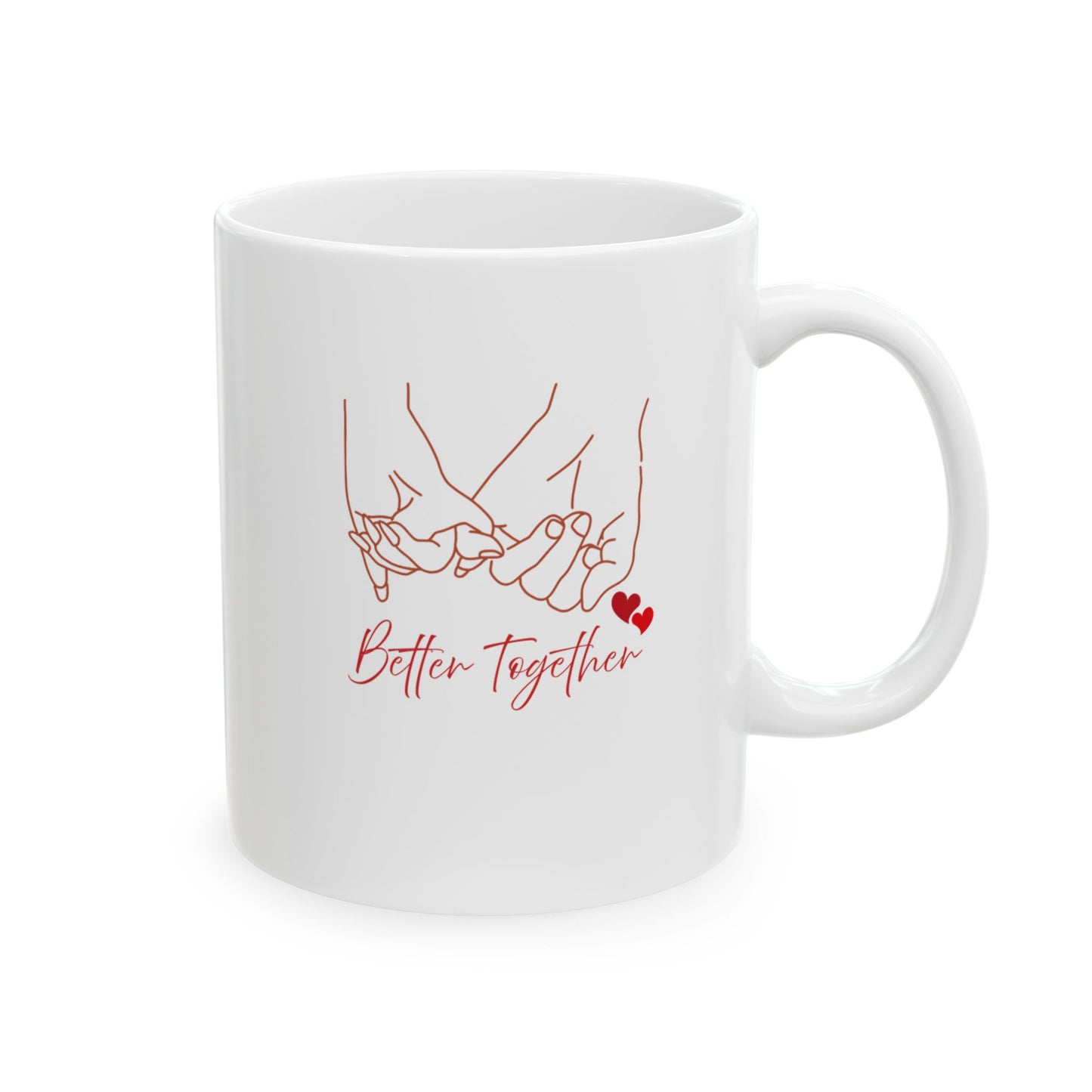 Romantic Cat Coffee Mug – Cute Kissing Cats with Hearts, Valentine's Day Gift (11oz & 15oz)