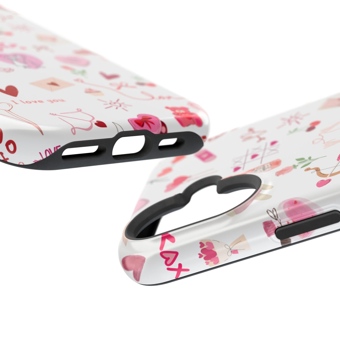Valentine Doodle Impact-Resistant Phone Case — 'Love You' Pattern