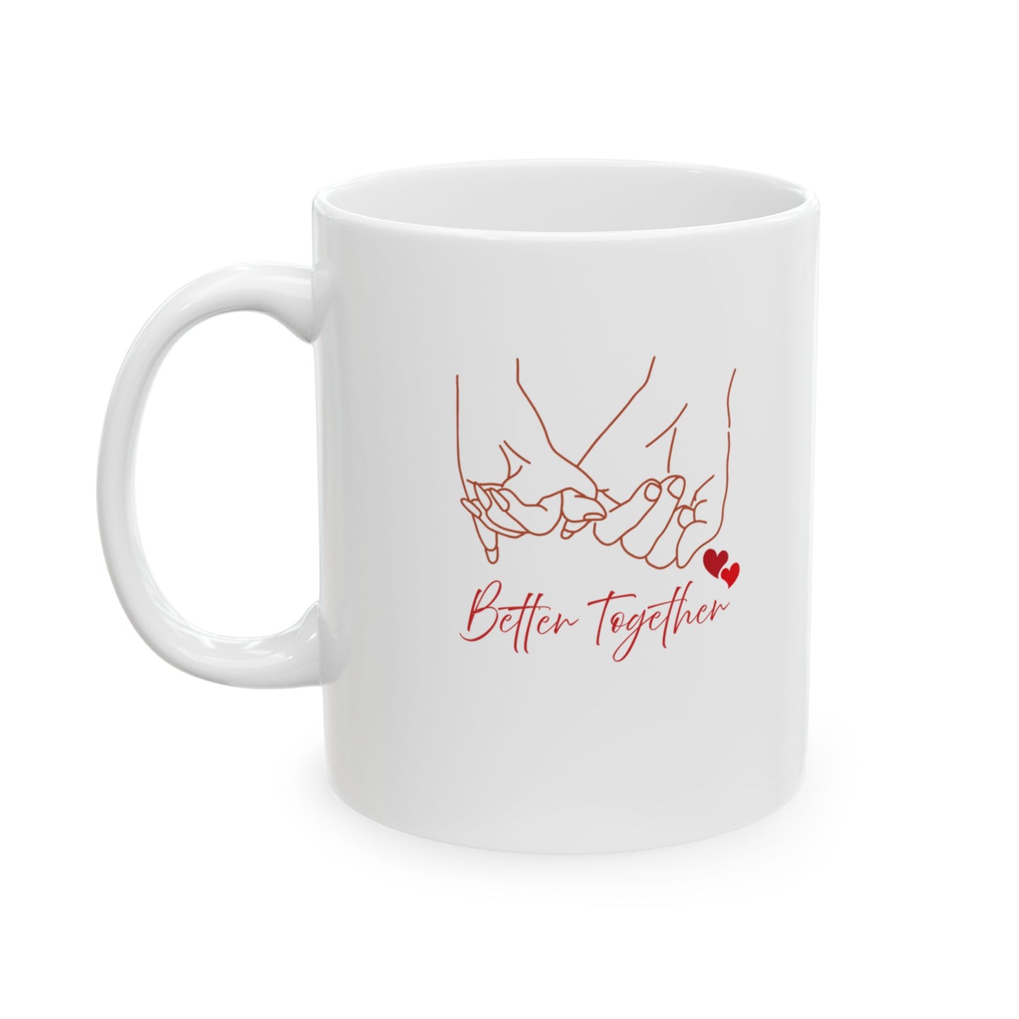 Romantic Cat Coffee Mug – Cute Kissing Cats with Hearts, Valentine's Day Gift (11oz & 15oz)