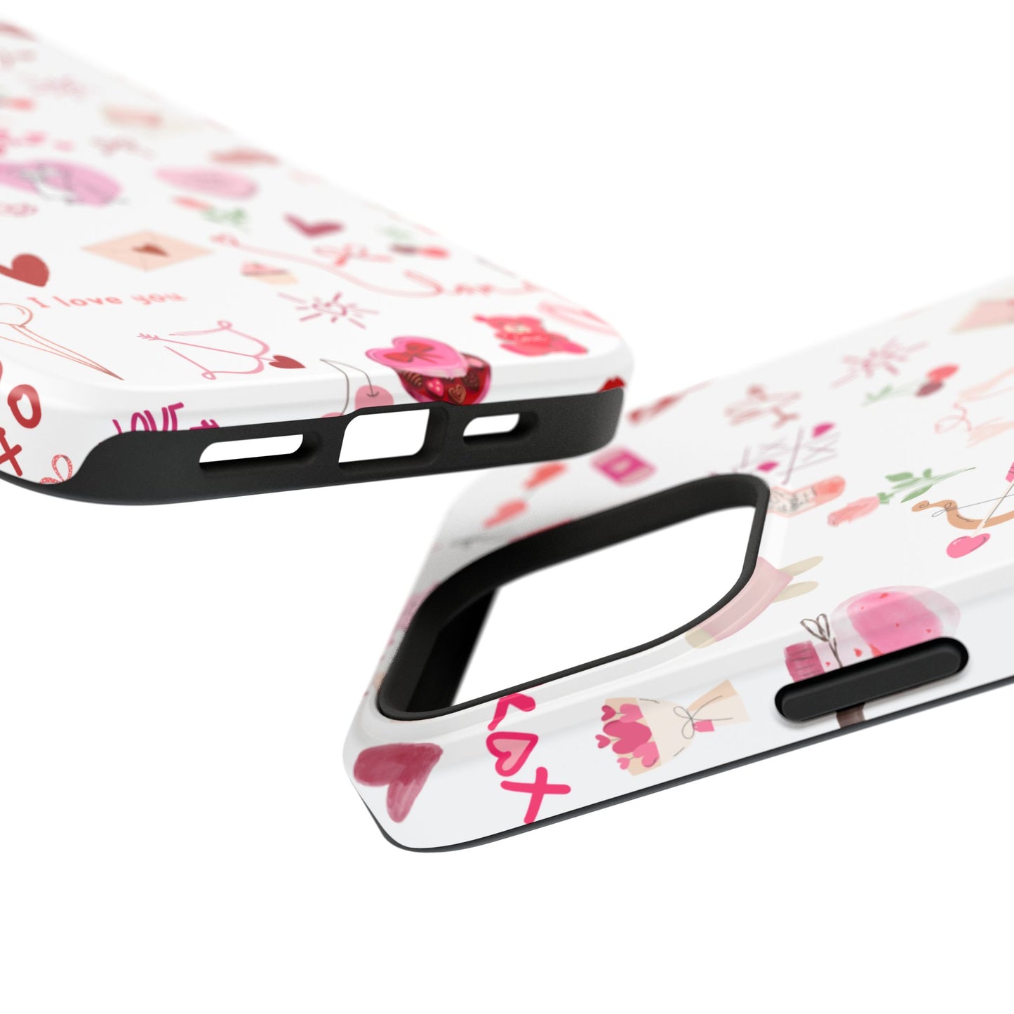 Valentine Doodle Impact-Resistant Phone Case — 'Love You' Pattern