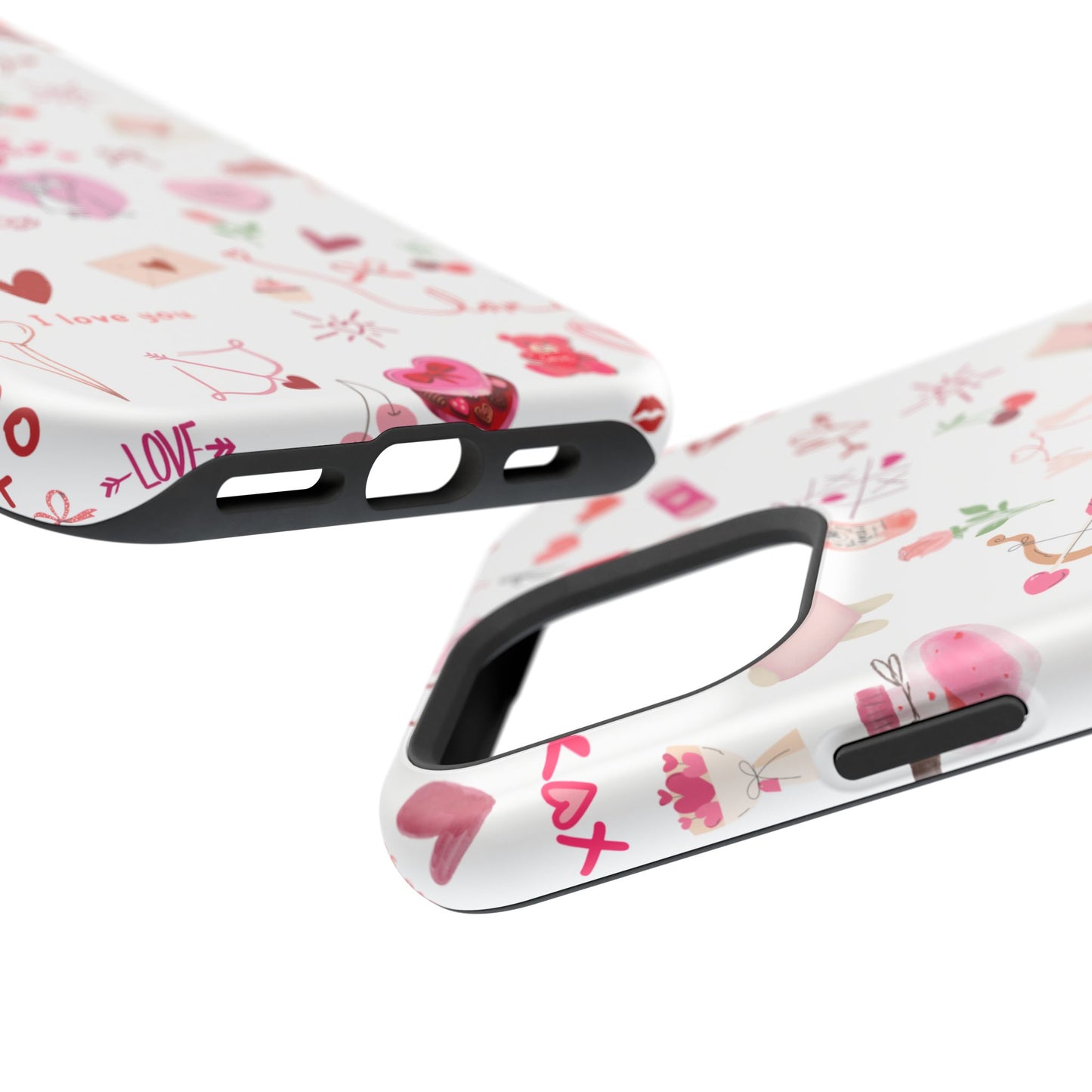 Valentine Doodle Impact-Resistant Phone Case — 'Love You' Pattern