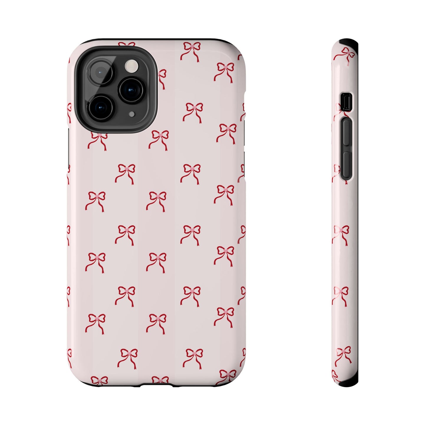 Tough Phone Case — Pink Bow Pattern Protective iPhone Case