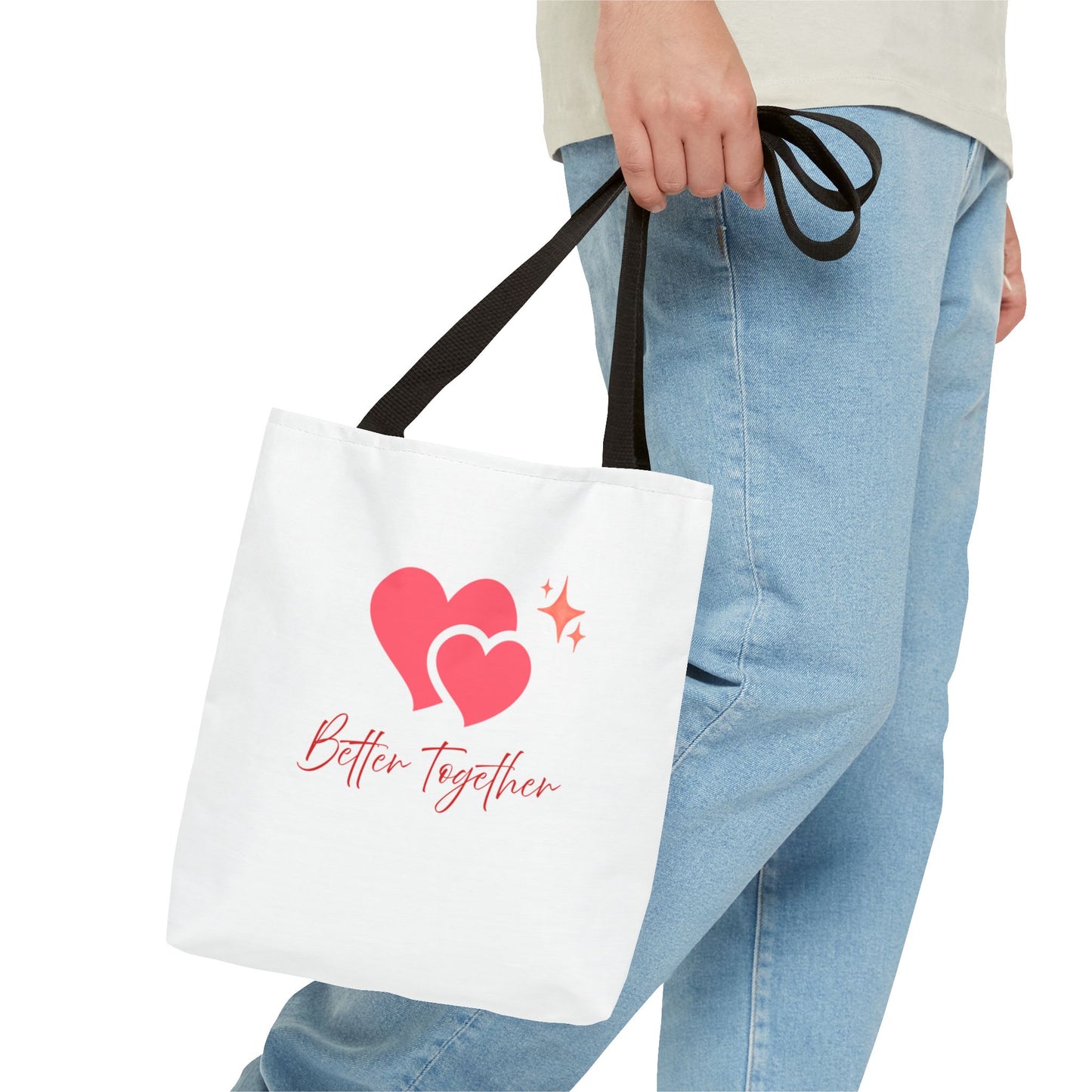 Better Together Heart Tote Bag — Cute Couple/Valentine’s Love Canvas Tote