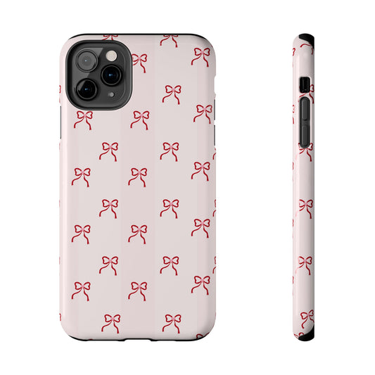 Tough Phone Case — Pink Bow Pattern Protective iPhone Case