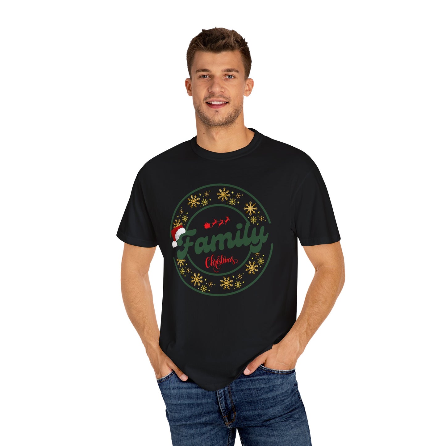 Family Christmas Garment-Dyed T-Shirt, Unisex Holiday Tee, Festive Family Apparel, Christmas Gatherings Shirt, Gifts for Family