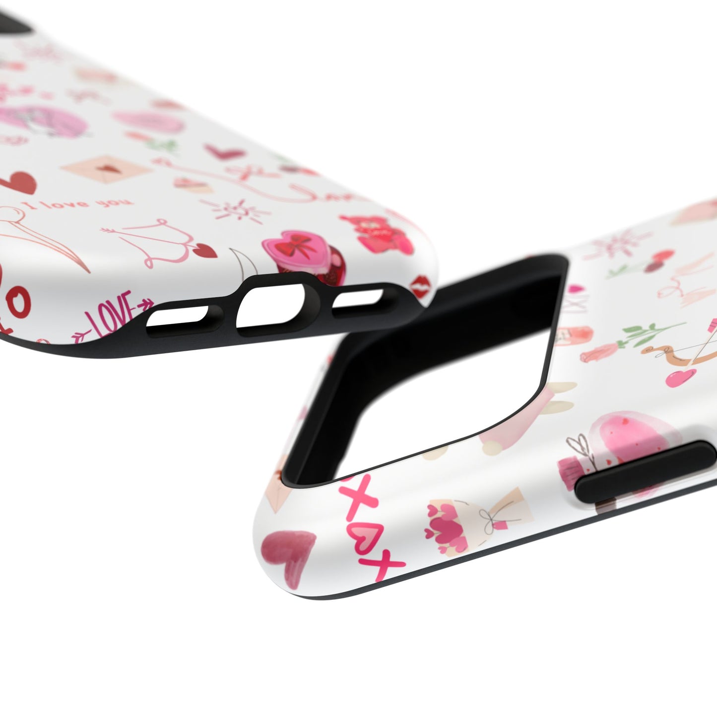 Valentine Doodle Impact-Resistant Phone Case — 'Love You' Pattern