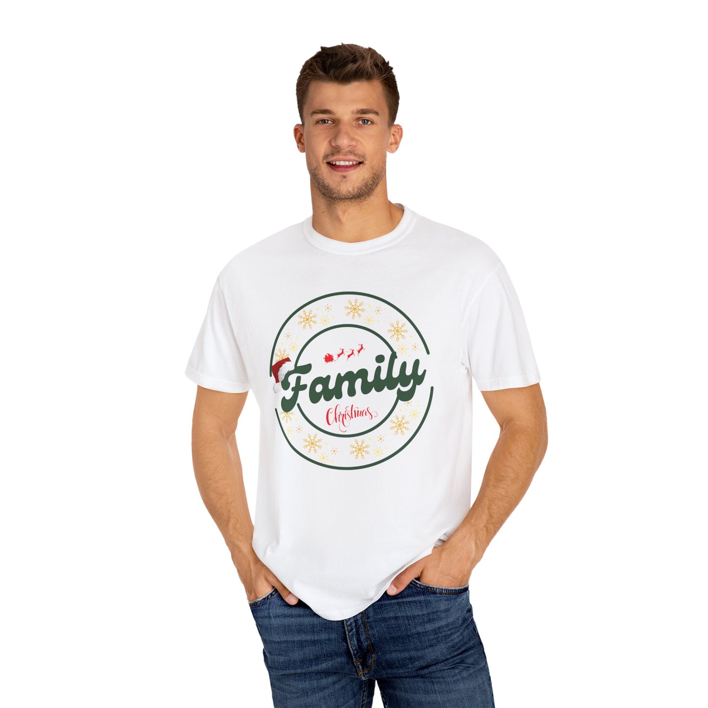 Family Christmas Garment-Dyed T-Shirt, Unisex Holiday Tee, Festive Family Apparel, Christmas Gatherings Shirt, Gifts for Family