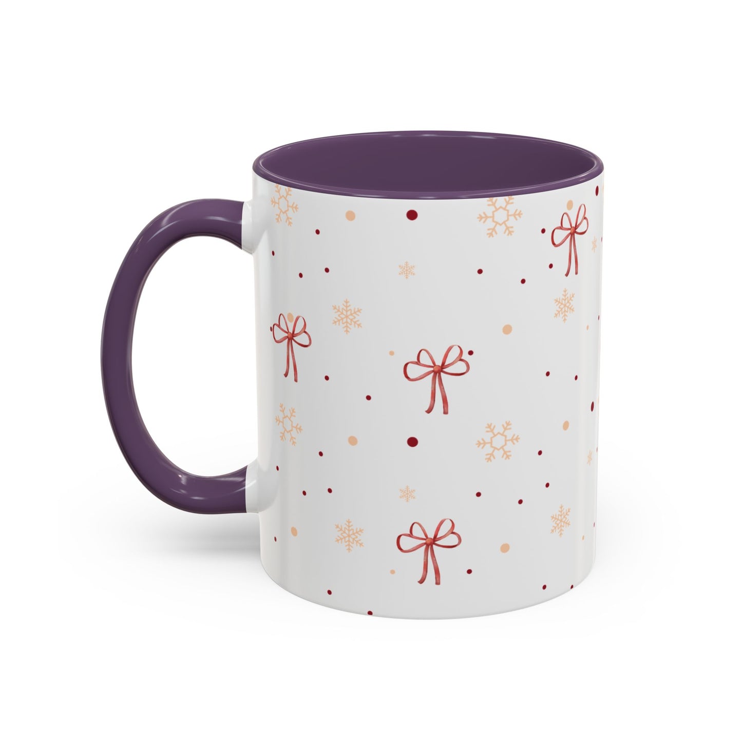 Holiday Bow Accent Coffee Mug | Winter Gift | Festive Drinkware | Christmas & New Year Decor | Cute Mug for Coffee Lovers