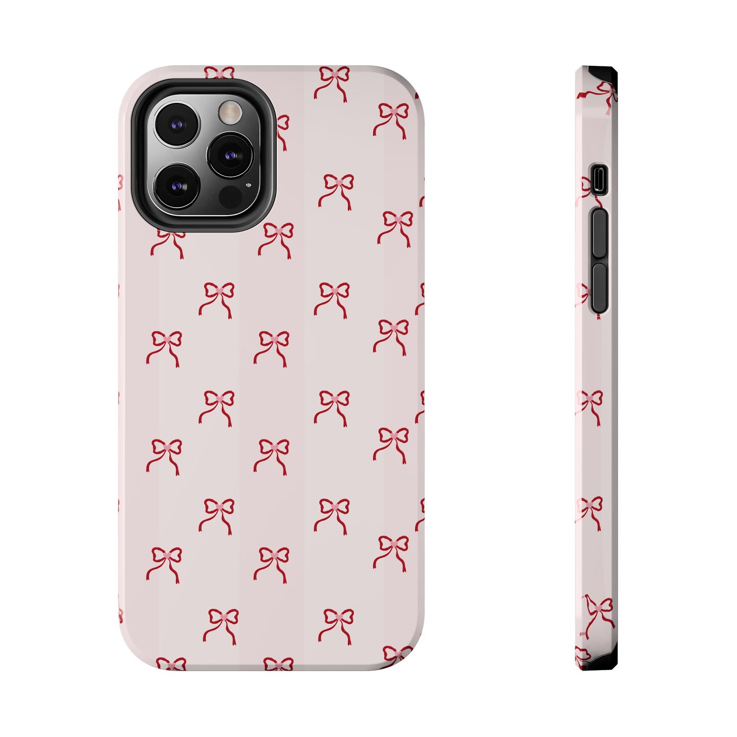Tough Phone Case — Pink Bow Pattern Protective iPhone Case