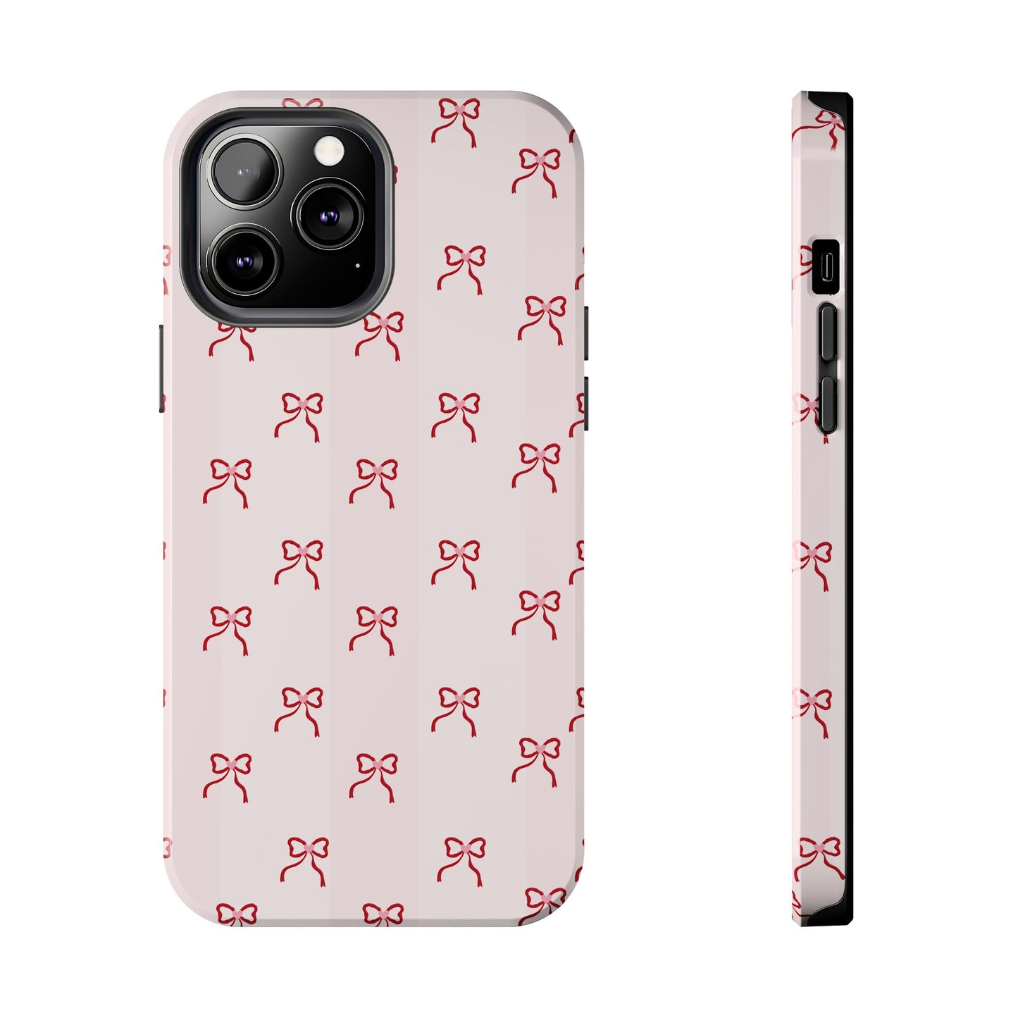 Tough Phone Case — Pink Bow Pattern Protective iPhone Case