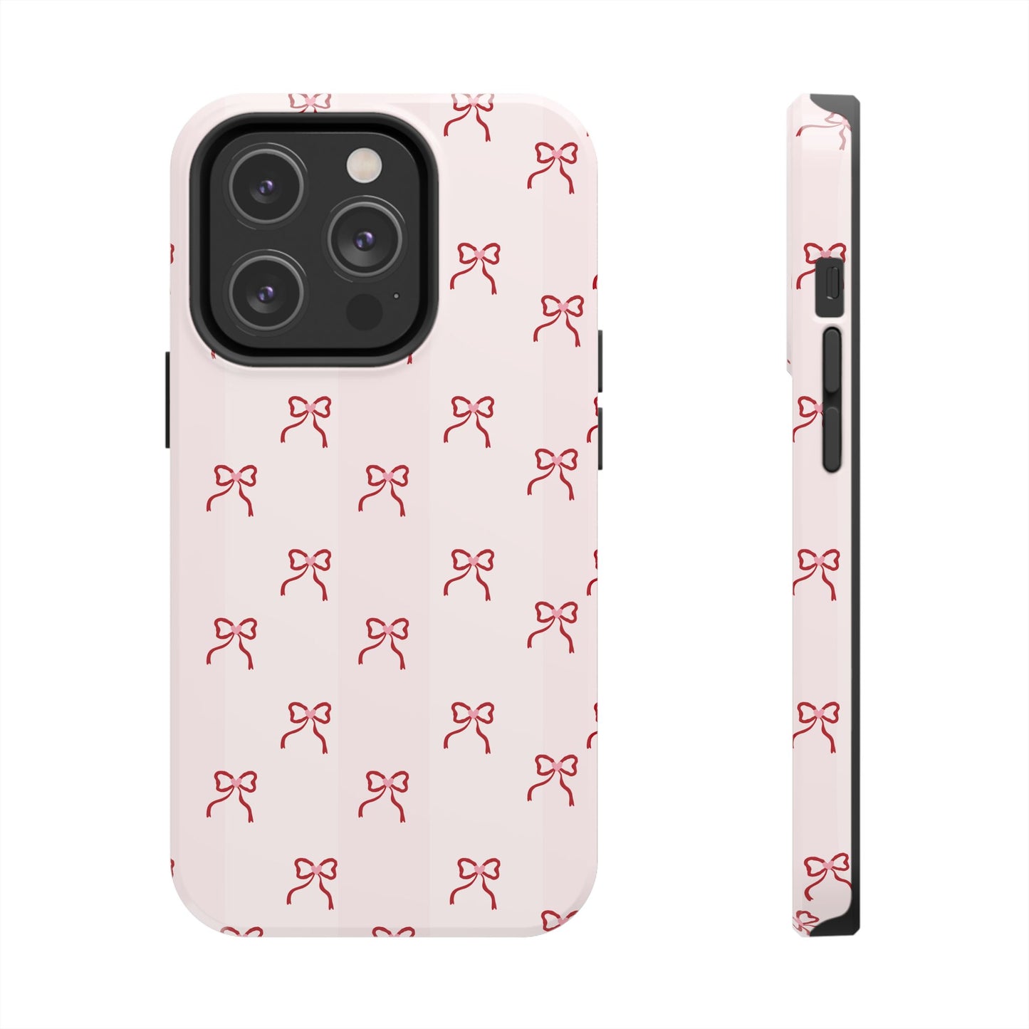 Tough Phone Case — Pink Bow Pattern Protective iPhone Case