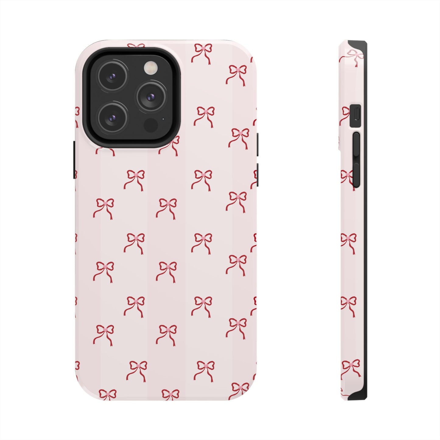Tough Phone Case — Pink Bow Pattern Protective iPhone Case