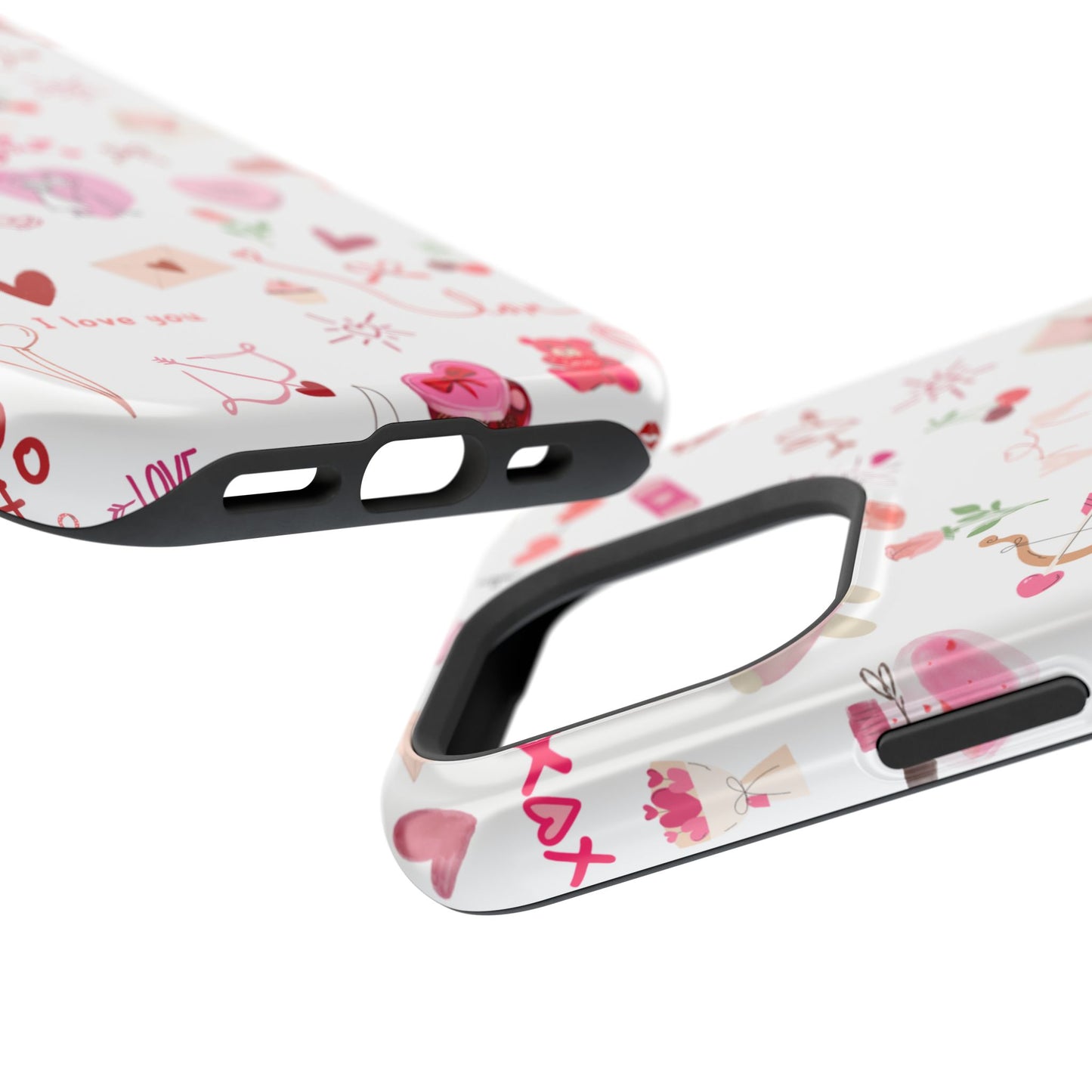 Valentine Doodle Impact-Resistant Phone Case — 'Love You' Pattern