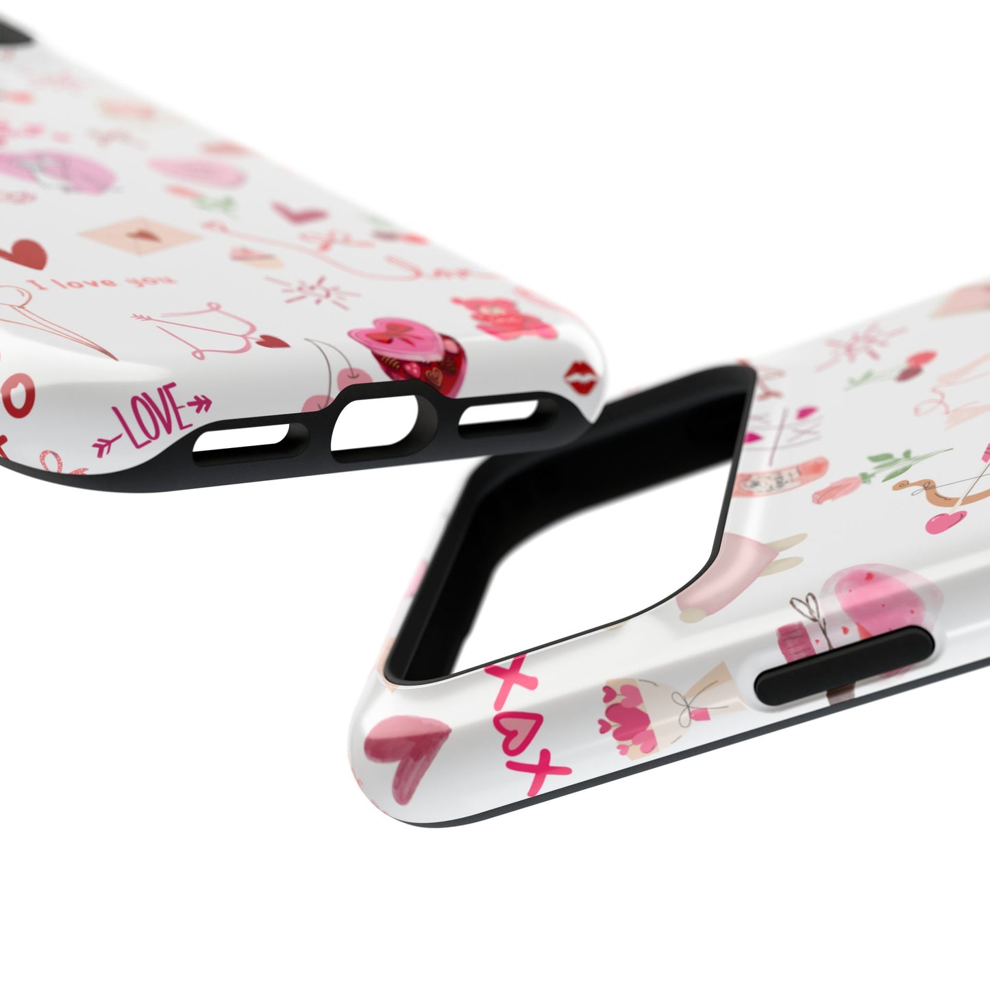 Valentine Doodle Impact-Resistant Phone Case — 'Love You' Pattern