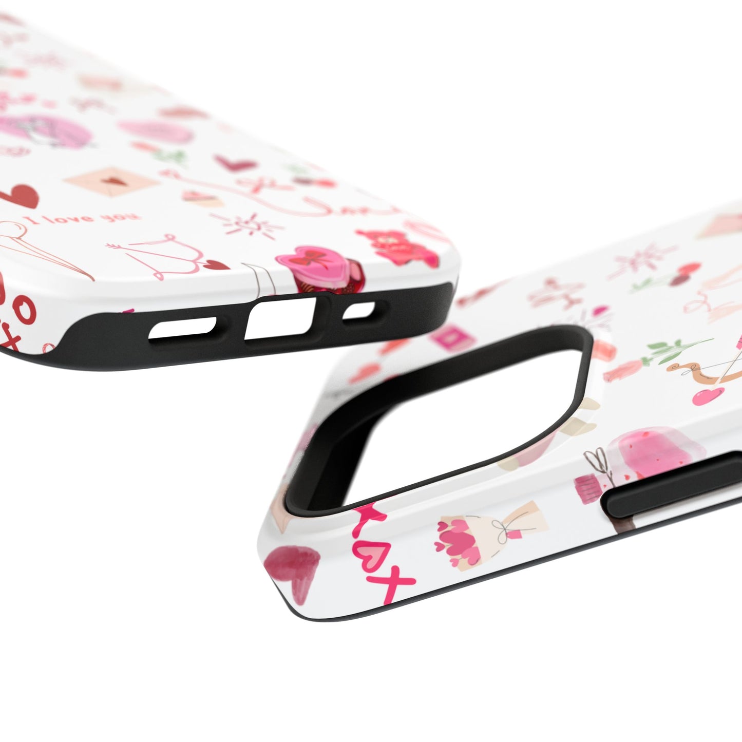 Valentine Doodle Impact-Resistant Phone Case — 'Love You' Pattern