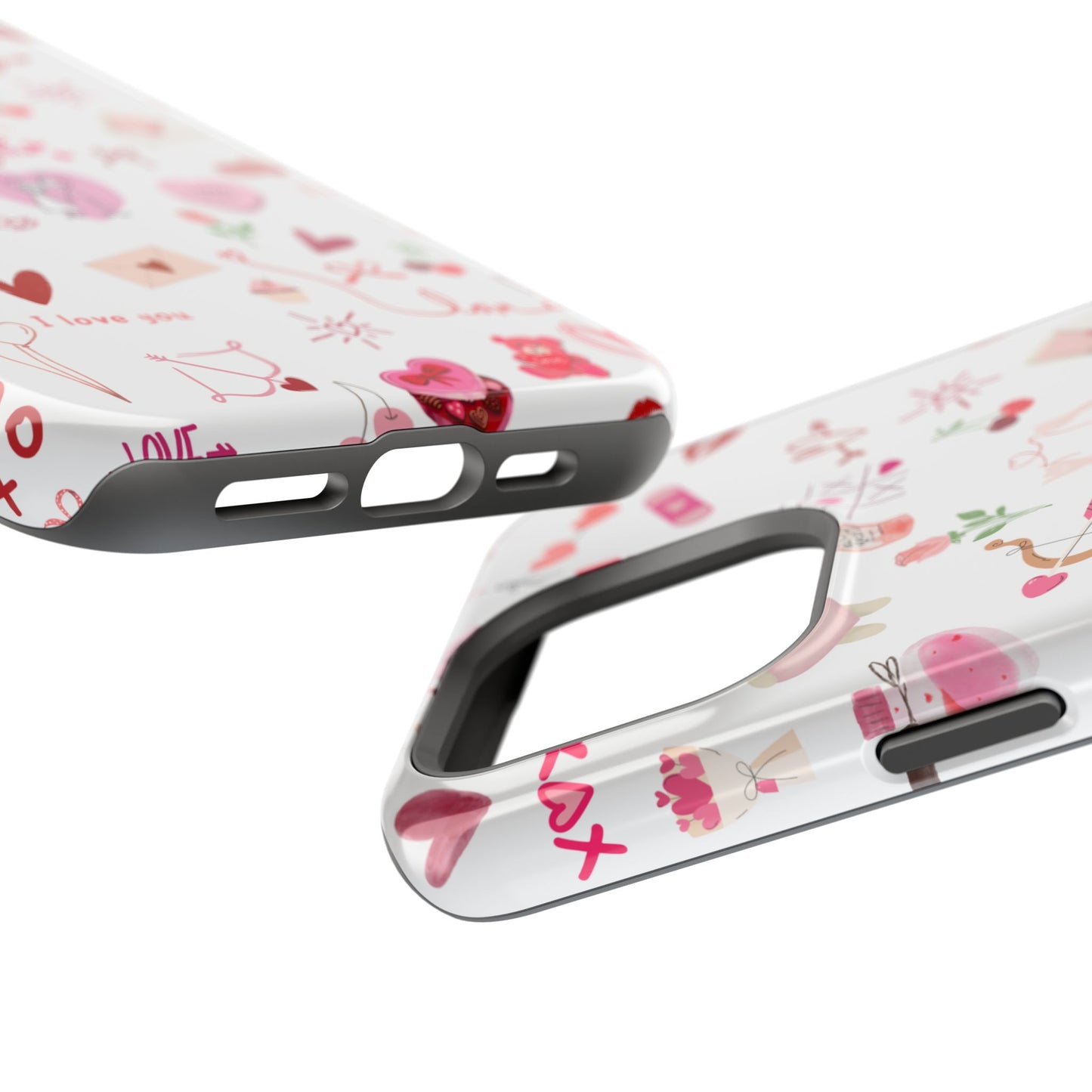 Valentine Doodle Impact-Resistant Phone Case — 'Love You' Pattern