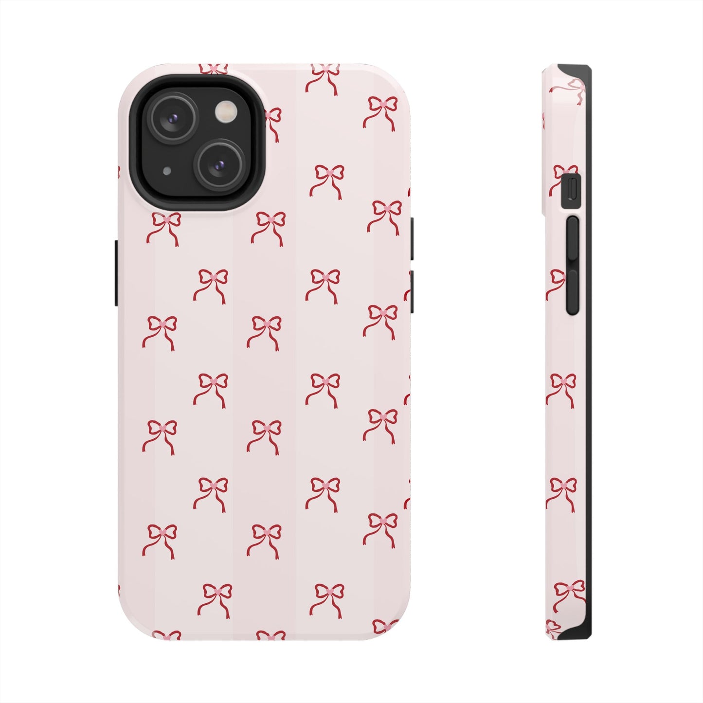 Tough Phone Case — Pink Bow Pattern Protective iPhone Case