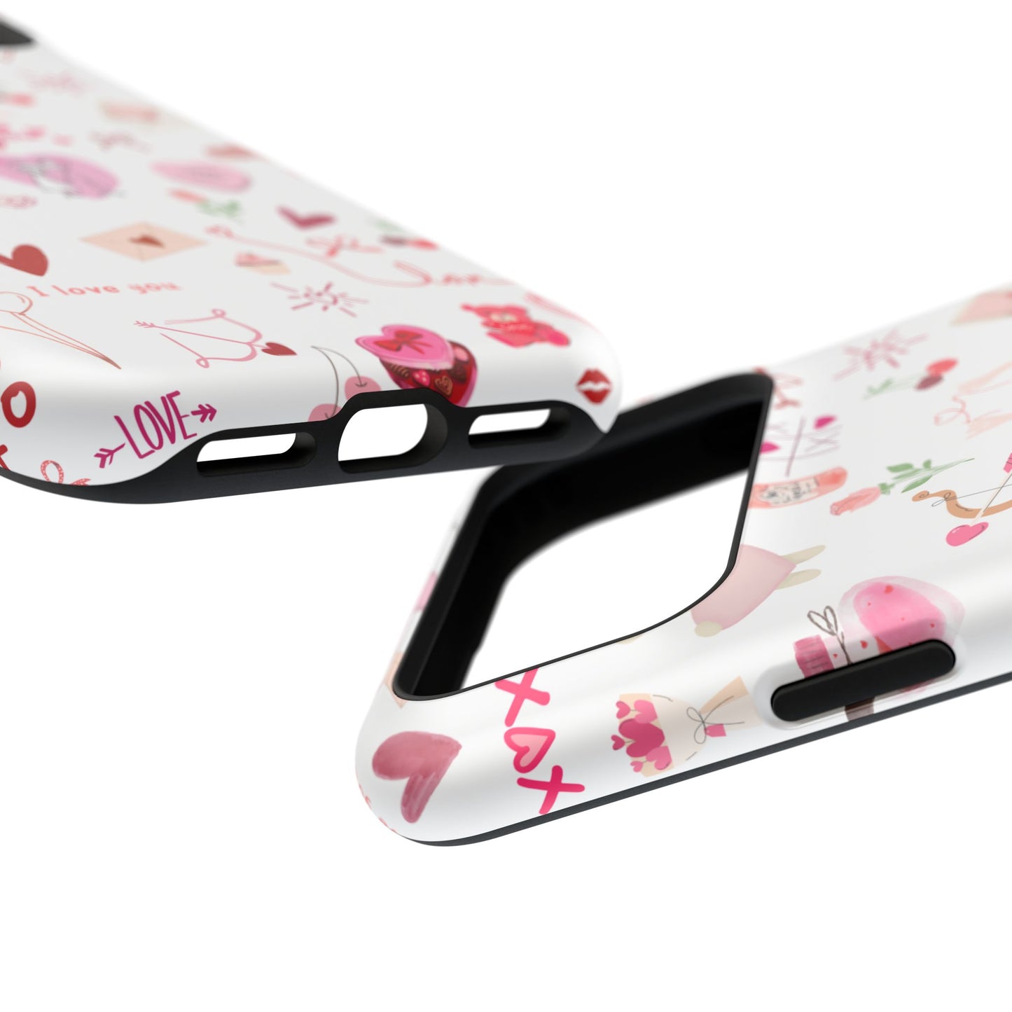 Valentine Doodle Impact-Resistant Phone Case — 'Love You' Pattern