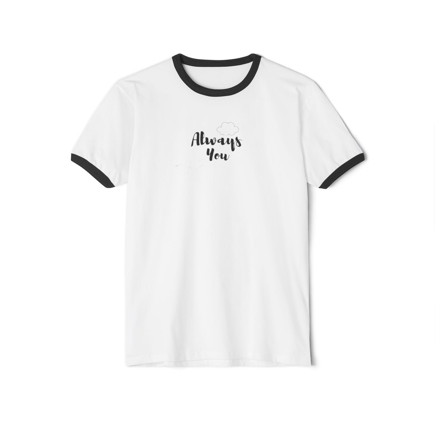 Always You Ringer T-Shirt — Retro Cream Tee with Navy Trim