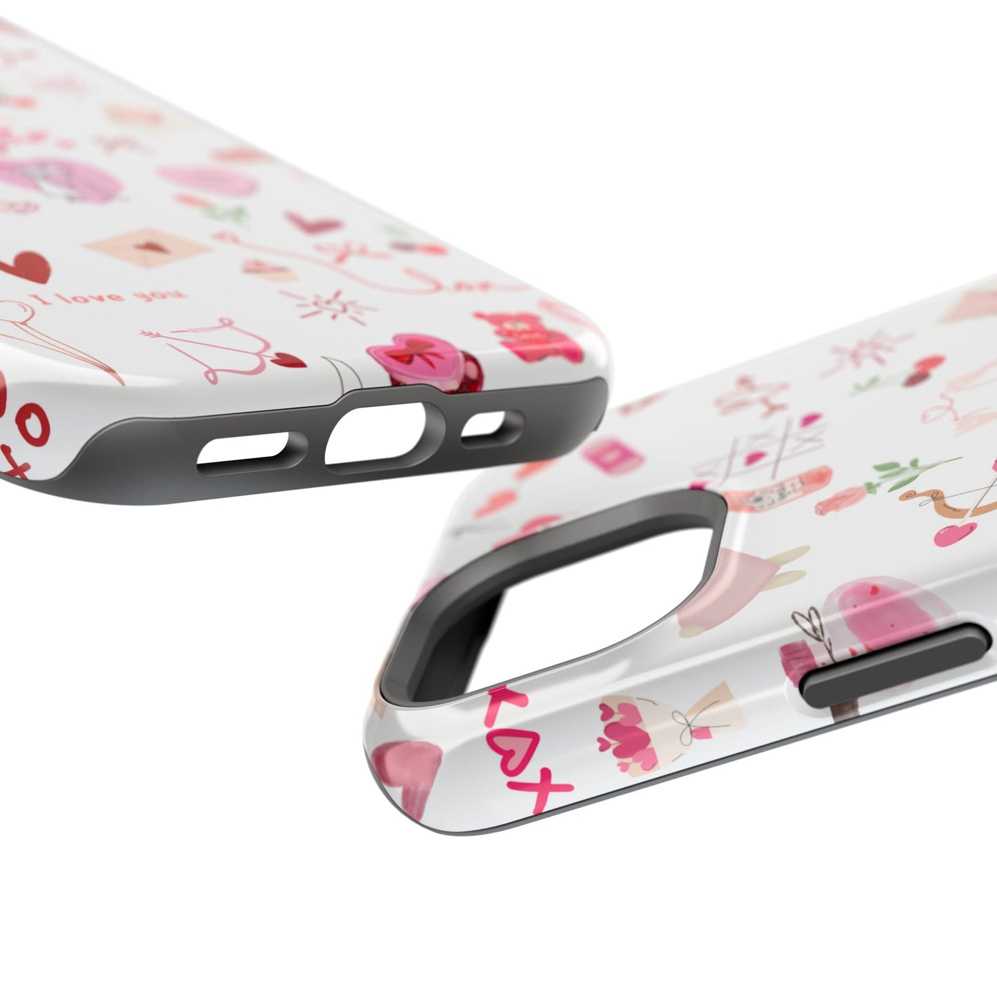 Valentine Doodle Impact-Resistant Phone Case — 'Love You' Pattern