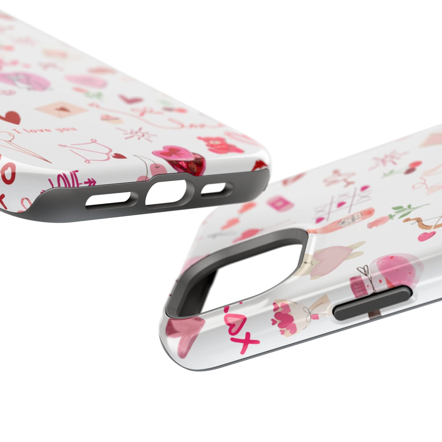 Valentine Doodle Impact-Resistant Phone Case — 'Love You' Pattern