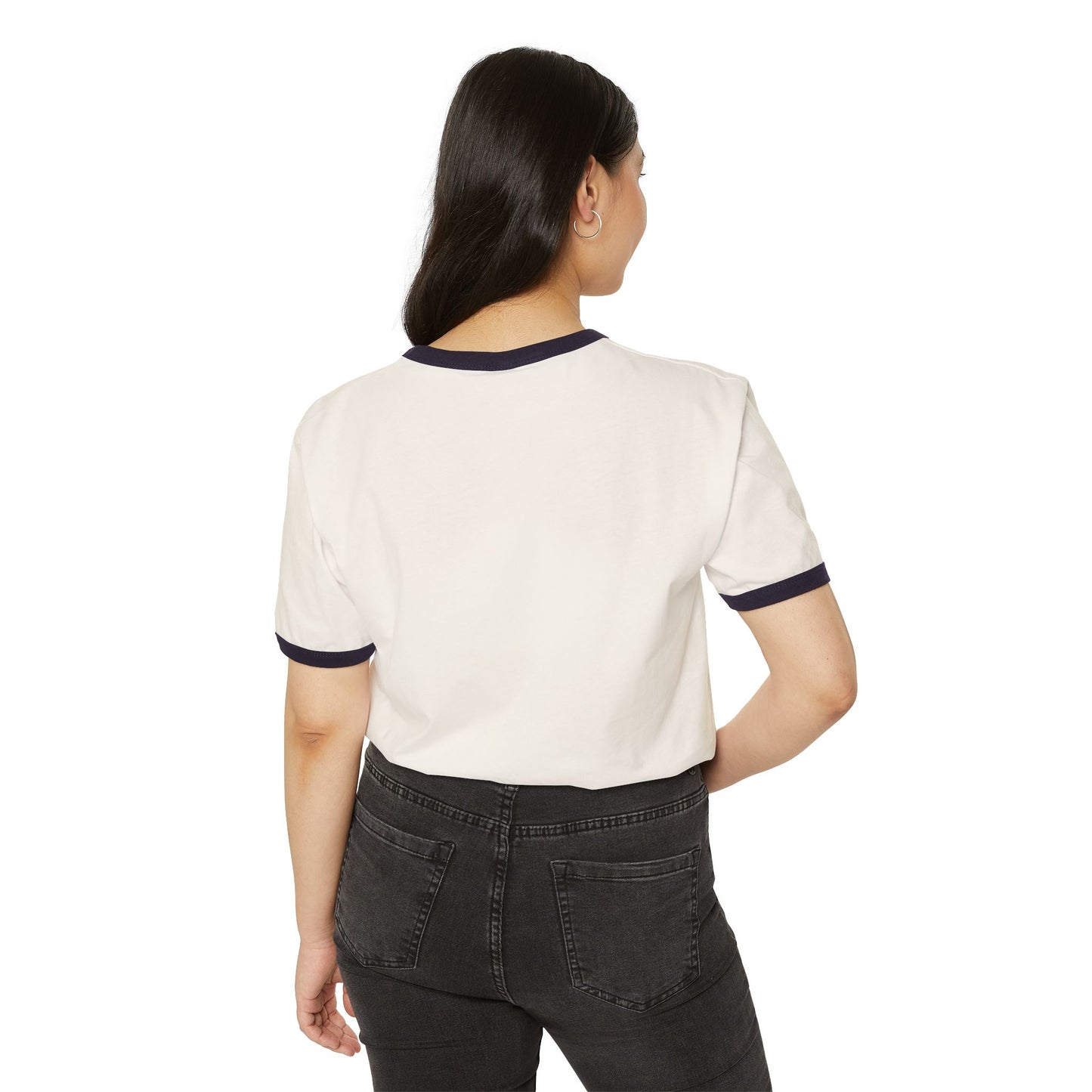 Always You Ringer T-Shirt — Retro Cream Tee with Navy Trim