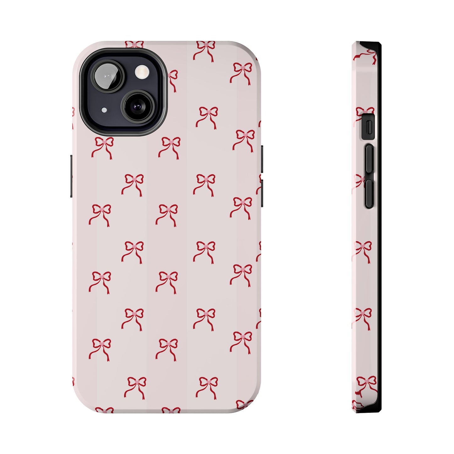 Tough Phone Case — Pink Bow Pattern Protective iPhone Case