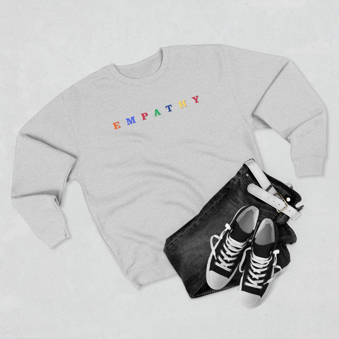 Empathy Crewneck Sweatshirt — Multicolor Positive Message Sweatshirt