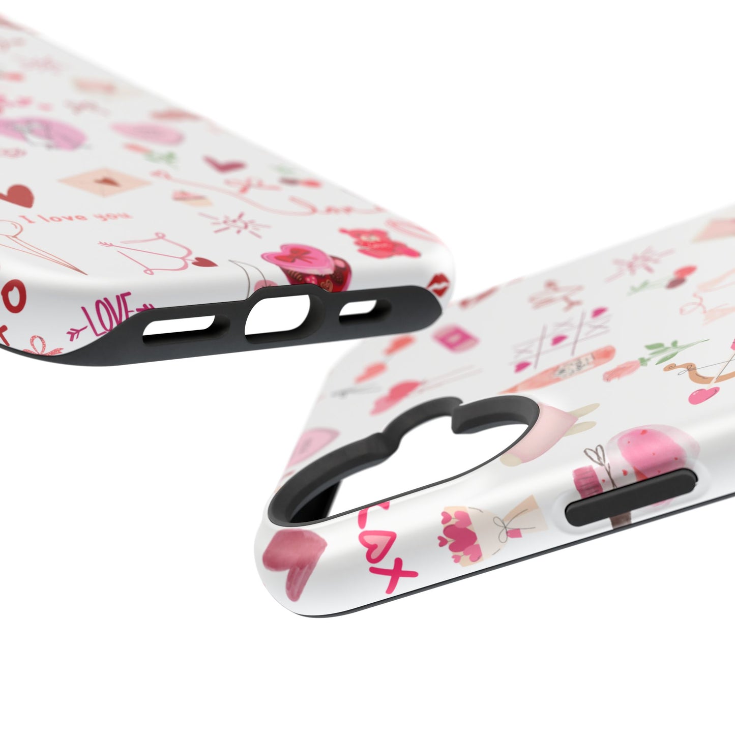 Valentine Doodle Impact-Resistant Phone Case — 'Love You' Pattern