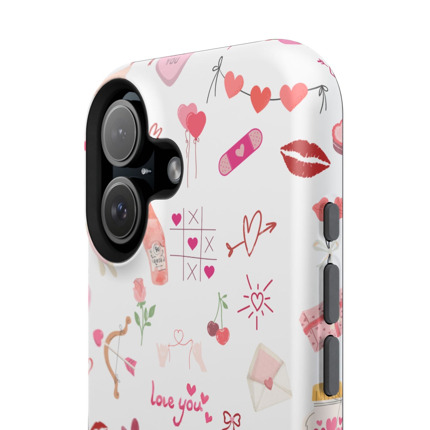 Valentine Doodle Impact-Resistant Phone Case — 'Love You' Pattern