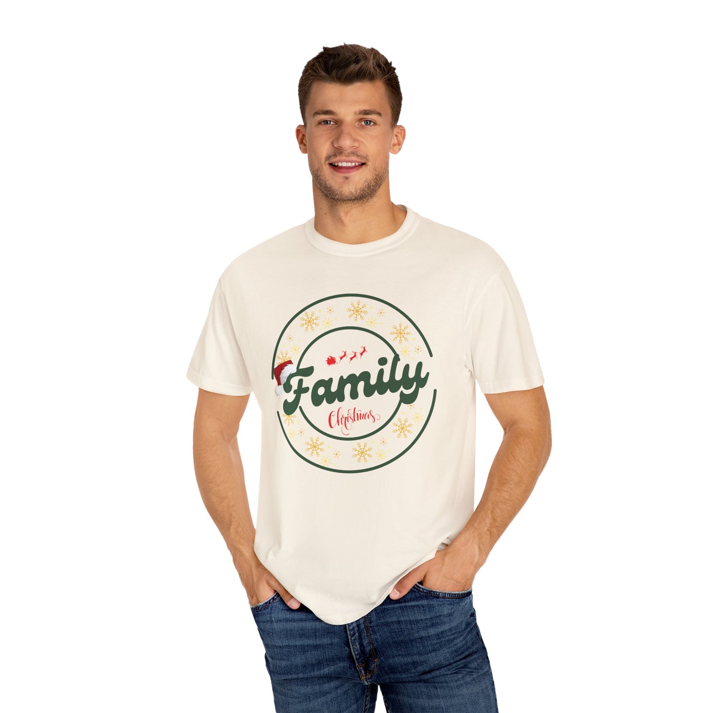 Family Christmas Garment-Dyed T-Shirt, Unisex Holiday Tee, Festive Family Apparel, Christmas Gatherings Shirt, Gifts for Family