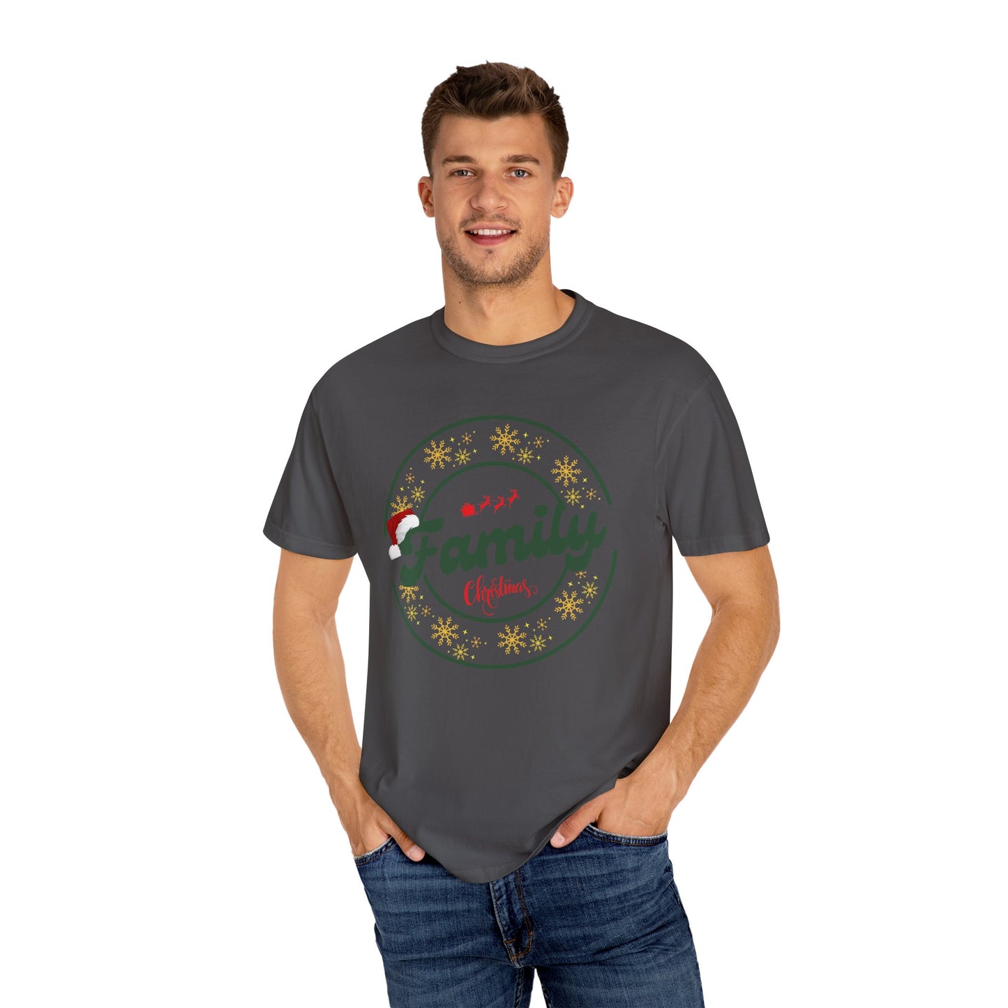 Family Christmas Garment-Dyed T-Shirt, Unisex Holiday Tee, Festive Family Apparel, Christmas Gatherings Shirt, Gifts for Family