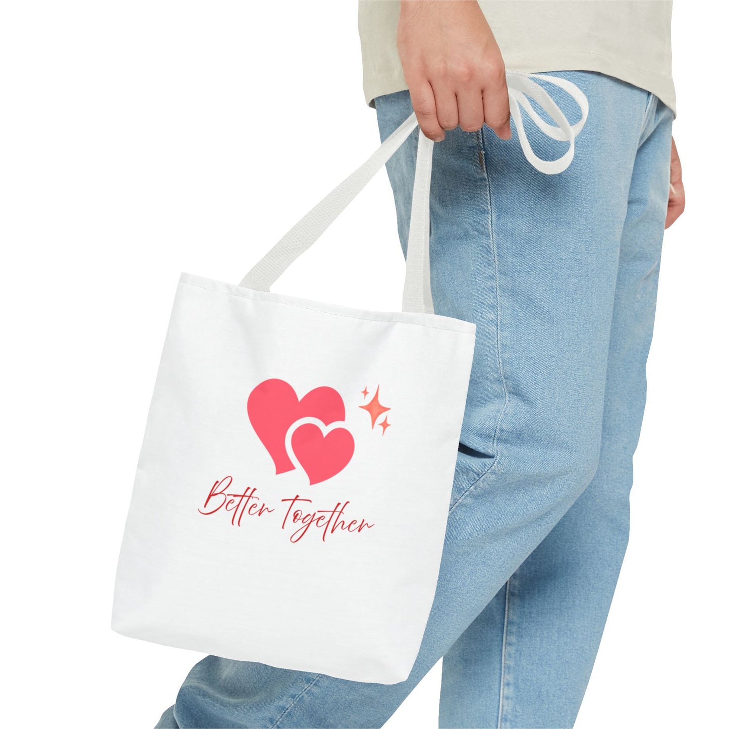 Better Together Heart Tote Bag — Cute Couple/Valentine’s Love Canvas Tote