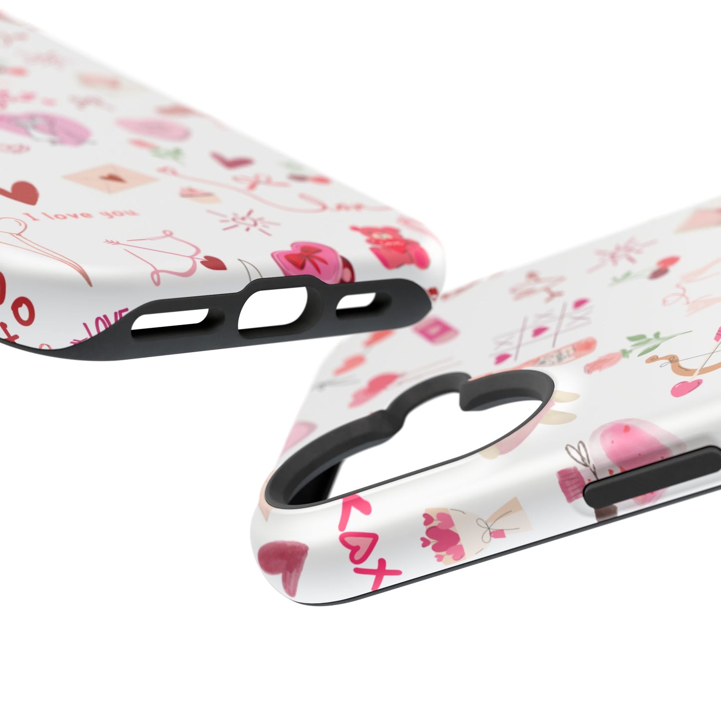 Valentine Doodle Impact-Resistant Phone Case — 'Love You' Pattern