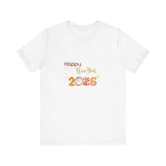 Happy New Year 2026 Unisex Jersey Tee, New Year's Eve Shirt, Celebration Tee, Holiday Gift, Festive Apparel