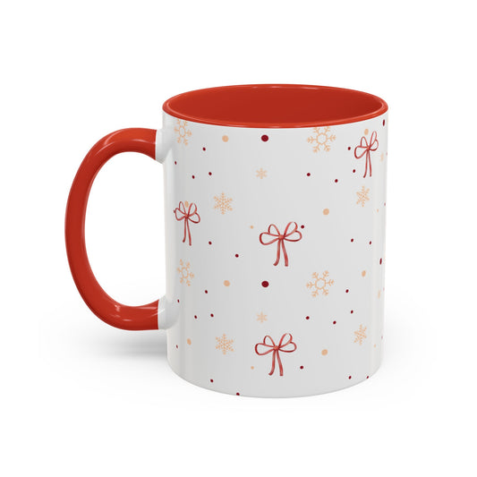 Holiday Bow Accent Coffee Mug | Winter Gift | Festive Drinkware | Christmas & New Year Decor | Cute Mug for Coffee Lovers