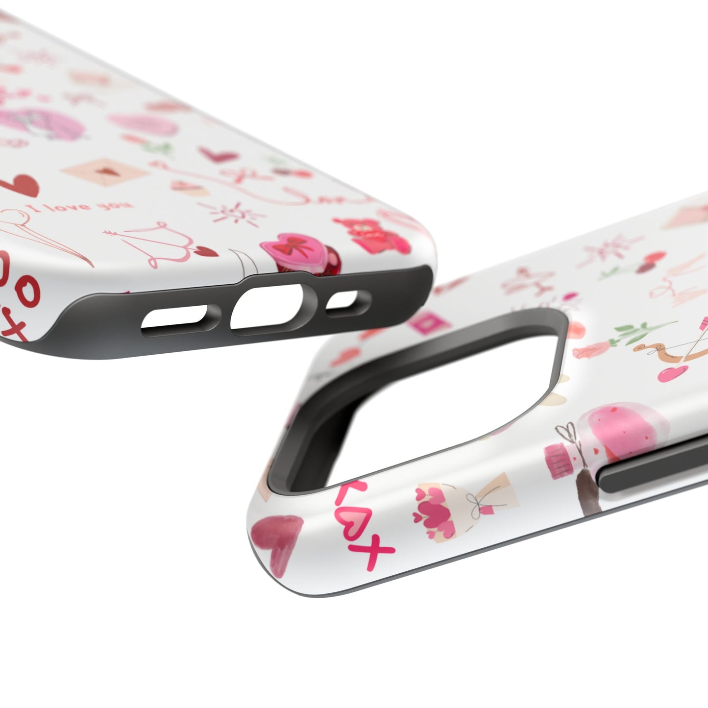 Valentine Doodle Impact-Resistant Phone Case — 'Love You' Pattern