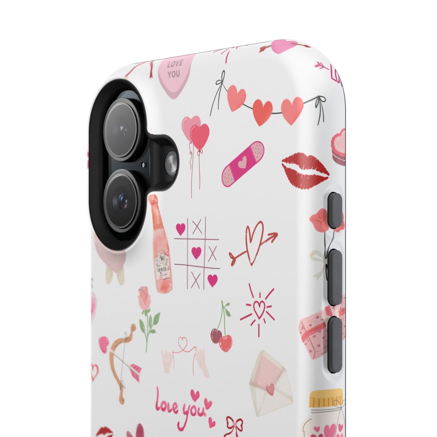Valentine Doodle Impact-Resistant Phone Case — 'Love You' Pattern